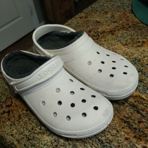 Crocs Dual Comfort Classic White Winter Lined Clogs Womens Size 12 Men's Sz 10